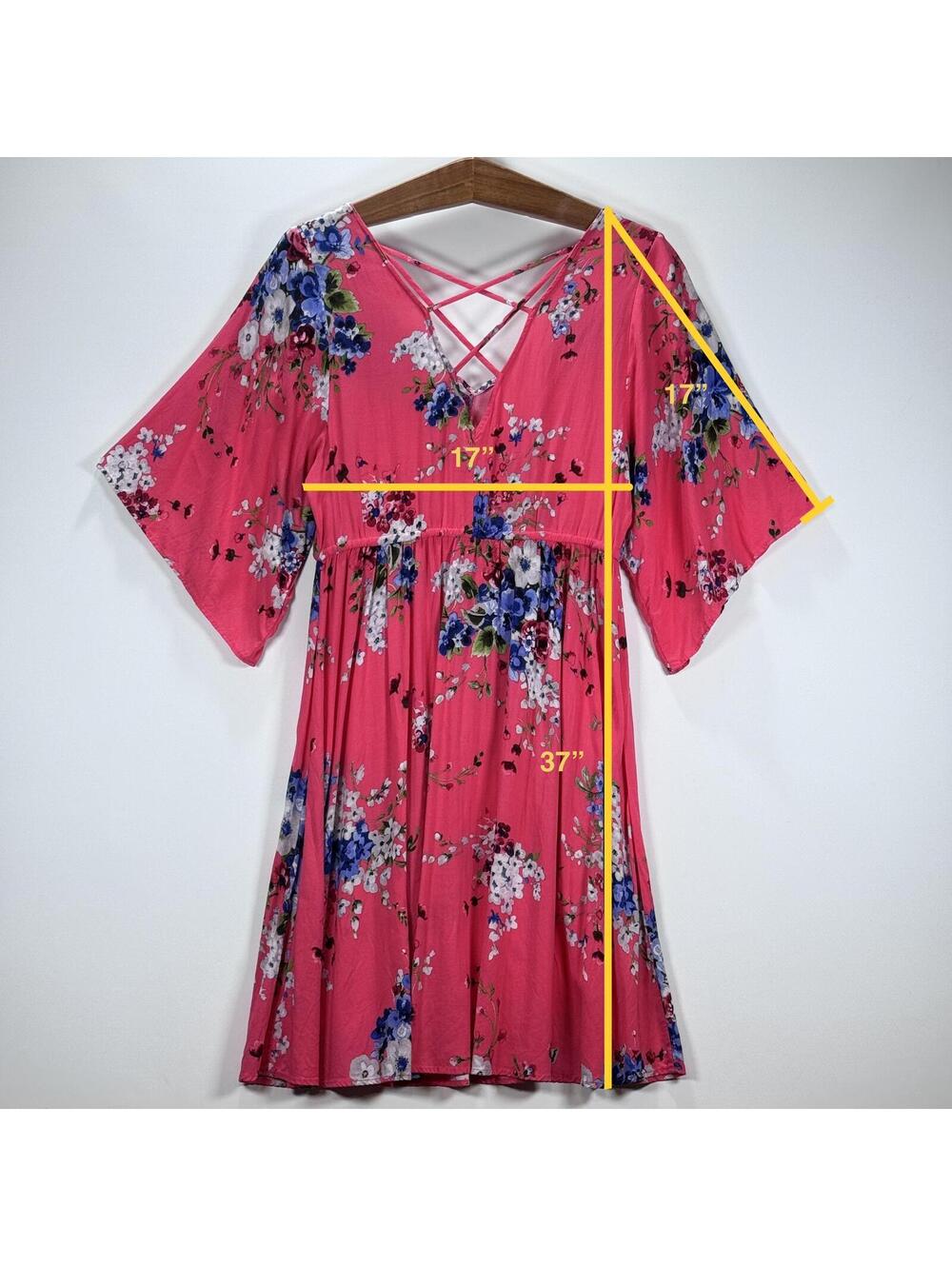 Torrid Floral Cinched Waist Bell Sleeve Skater Dress - 0 - Picture 7 of 7